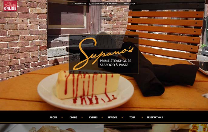 Since 2015, Bay Color has provided website design, graphic design, printing, social media, and Email newsletters for Supano's Steakhouse located in Baltimore, MD.